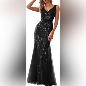 NWT Ever-Pretty Women's Double V-Neck Sleeveless Mermaid Evening Formal Dress